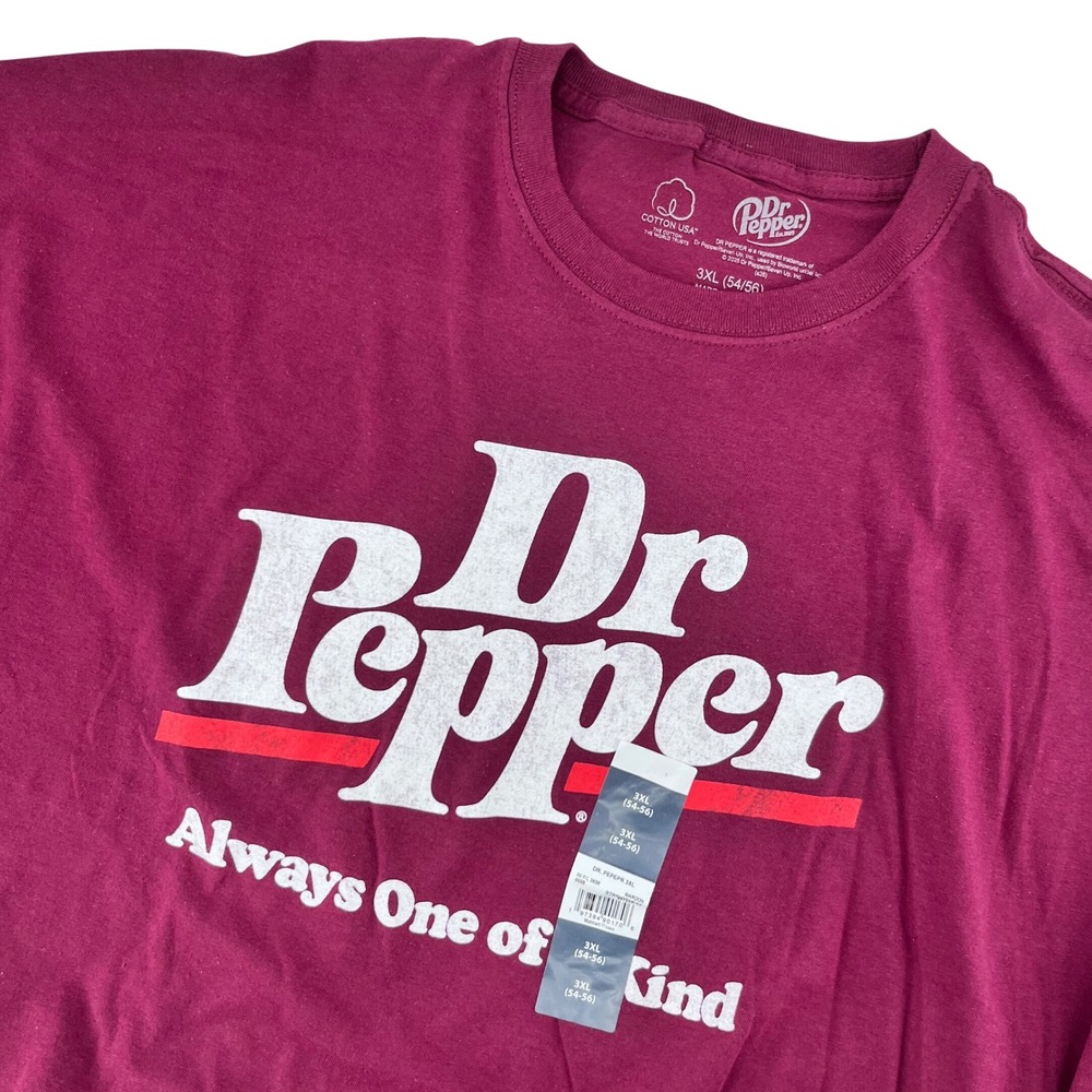 Dr Pepper T-Shirt Mens 3XL Maroon "Always One of Kind" Graphic Tee NEW